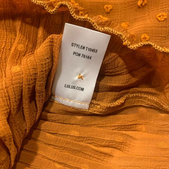 NWT Lulus Rust Orange Swiss Dot Ruffled Long Sleeve Top Size XS - Picture 6 of 9